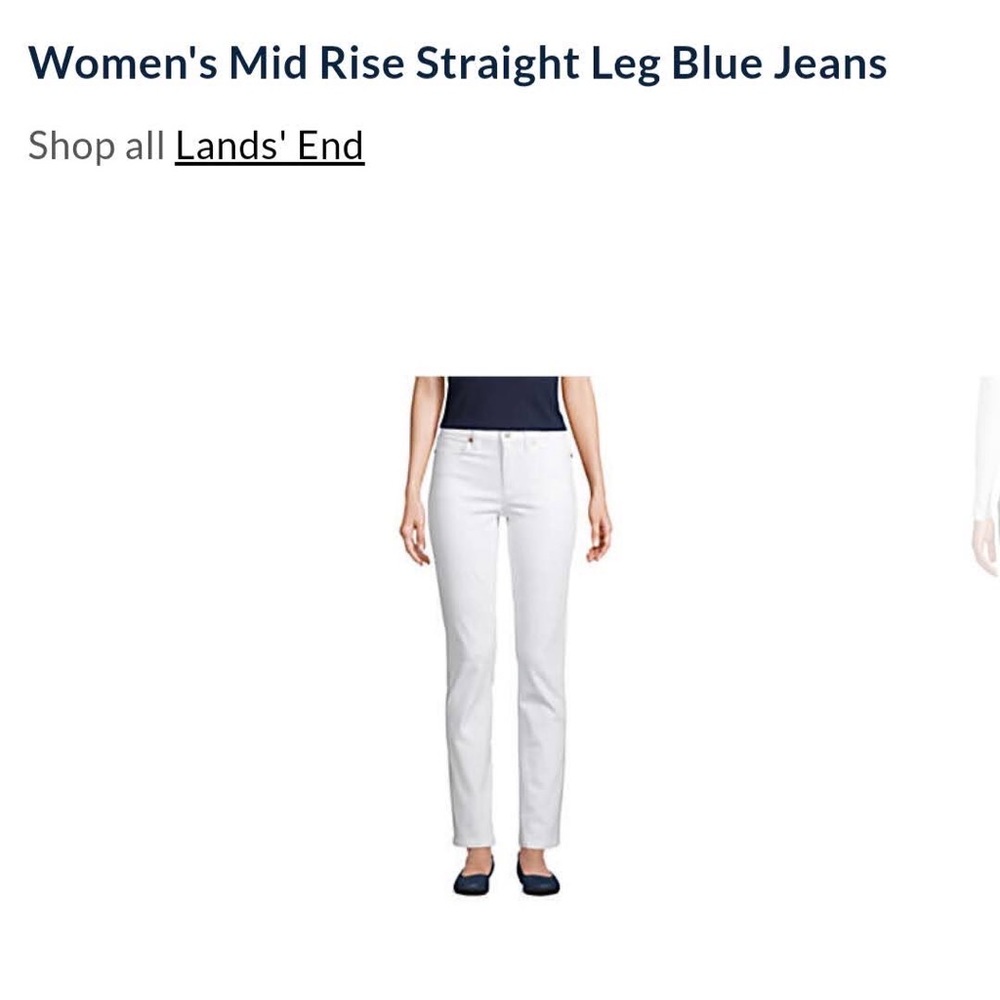 Lands End Women’s Mid Rise Straight Leg White Jeans